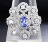 Очаровательное серебряное кольцо с ярким танзанитом Серебро 925