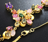 Серебряное колье с аметистом и разноцветными турмалинами Серебро 925