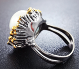 Серебряное кольцо с жемчужиной барокко и родолитами Серебро 925