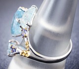 Серебряное кольцо с аквамаринами и танзанитами Серебро 925