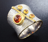 Серебряное кольцо с цитрином мадейра и желтыми цитринами Серебро 925