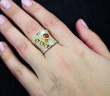 Серебряное кольцо с цитрином мадейра и желтыми цитринами Серебро 925