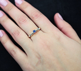 Золотое кольцо с синими сапфирами 0,35 карат Золото