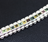 Стильный серебряный браслет с разноцветными турмалинами Серебро 925