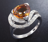 Чудесное серебряное кольцо с золотистым цитрином Серебро 925