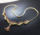 Серебряное колье с родолитами, цаворитами и мозамбикскими гранатами Серебро 925