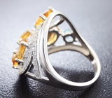 Ажурное серебряное кольцо с цитринами и голубым топазом Серебро 925