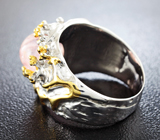 Серебряное кольцо с морганитом и мозамбикскими гранатами Серебро 925
