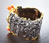 Серебряное кольцо с кораллом и спессартином гранатом Серебро 925