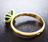 Золотое кольцо с великолепным неоново-зеленым турмалином 0,86 карат Золото