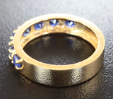 Золотое кольцо с яркими синими сапфирами 1+ карат Золото