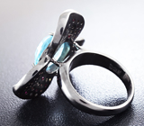 Оригинальное серебряное кольцо с голубым топазом и сапфирами Серебро 925