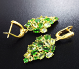 Замечательные серебряные серьги с перидотами и диопсидами Серебро 925