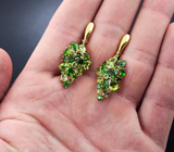 Замечательные серебряные серьги с перидотами и диопсидами Серебро 925