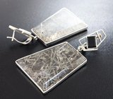 Серьги, инкрустированные кварцем с джемсонитом и черным ониксом