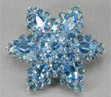Изумительная брошь с голубыми топазами Серебро 925