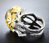 Серебряное кольцо с лимонным цитрином и цаворитами Серебро 925