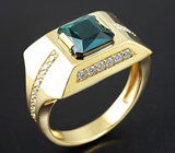 Золотое кольцо с индиголит турмалином и бриллиантами высоких характеристик Золото