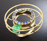 Эксклюзив! Авторское золотое кольцо с изумрудным шаром 1,81 карат и синими сапфирами Золото