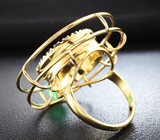 Эксклюзив! Авторское золотое кольцо с изумрудным шаром 1,81 карат и синими сапфирами Золото