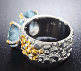 Серебряное кольцо с аквамаринами Серебро 925