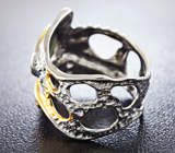 Серебряное кольцо с кристаллическим черным опалом и танзанитами Серебро 925