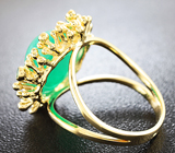Золотое кольцо с крупным ярким кабошоном изумруда 11,83 карат и бриллиантами Золото
