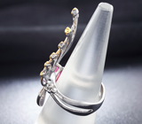 Серебряное кольцо с рубином и сапфирами Серебро 925