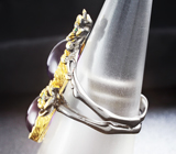 Серебряное кольцо с аметистами и изумрудами Серебро 925