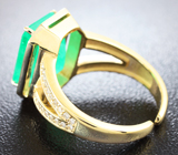 Золотое кольцо с ярким уральским изумрудом 5,21 карат и бриллиантами Золото