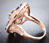 Серебряное кольцо c синими сапфирами Серебро 925
