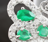Чудесное серебряное кольцо «Бабочка» с зелеными агатами Серебро 925