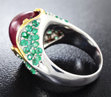 Серебряное кольцо с рубином и изумрудами Серебро 925
