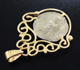 Артефакт! Золотой кулон с венецианской серебряной монетой и синими сапфирами Золото
