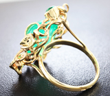 Золотое кольцо с ярким кабошоном уральского изумруда 8,5 карат Золото