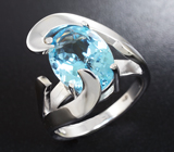 Оригинальное серебряное кольцо с голубым топазом Серебро 925