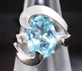 Оригинальное серебряное кольцо с голубым топазом Серебро 925