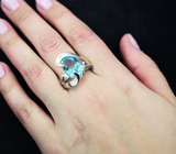 Оригинальное серебряное кольцо с голубым топазом Серебро 925