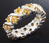 Серебряное кольцо с золотистыми цитринами Серебро 925