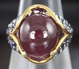 Серебряное кольцо с рубином и синими сапфирами Серебро 925