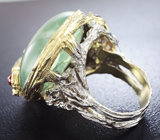 Серебряное кольцо с пренитом, спессартинами и родолитами Серебро 925