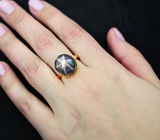 Золотое кольцо со звездчатым сапфиром 13,35 карат Золото
