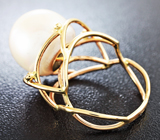 Золотое кольцо с морской жемчужиной 17,8 карат и бриллиантами Золото