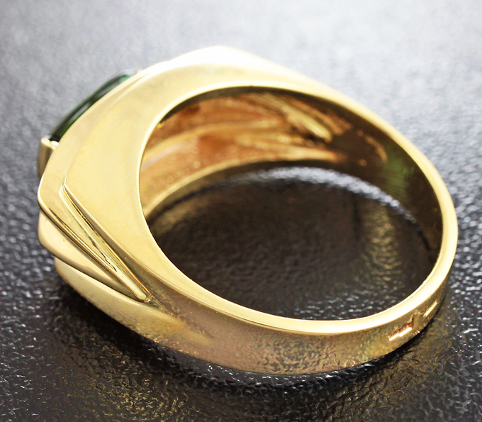 Золотое кольцо с великолепным неоново-зеленым турмалином 1,07 карат и бриллиантами Золото