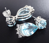 Замечательные серебряные серьги с голубыми топазами Серебро 925