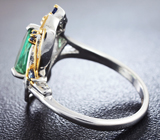 Серебряное кольцо с турмалином и синими сапфирами Серебро 925