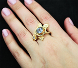 Золотое кольцо с танзанитом 1,69 карат и бриллиантом Золото