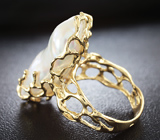 Золотое кольцо с крупной жемчужиной барокко 26,41 карат! Исключительный люстр Золото