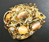 Эксклюзив! Золотое кольцо с александритами 8,39 карат и бриллиантами Золото