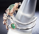 Серебряное кольцо с зеленым бериллом и изумрудами Серебро 925